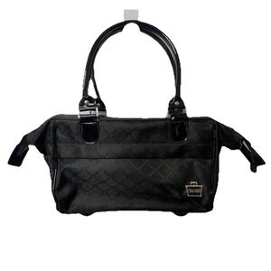 Caboodles Black Jacquard Monogram Cosmetic Bag Travel Makeup Case Purse